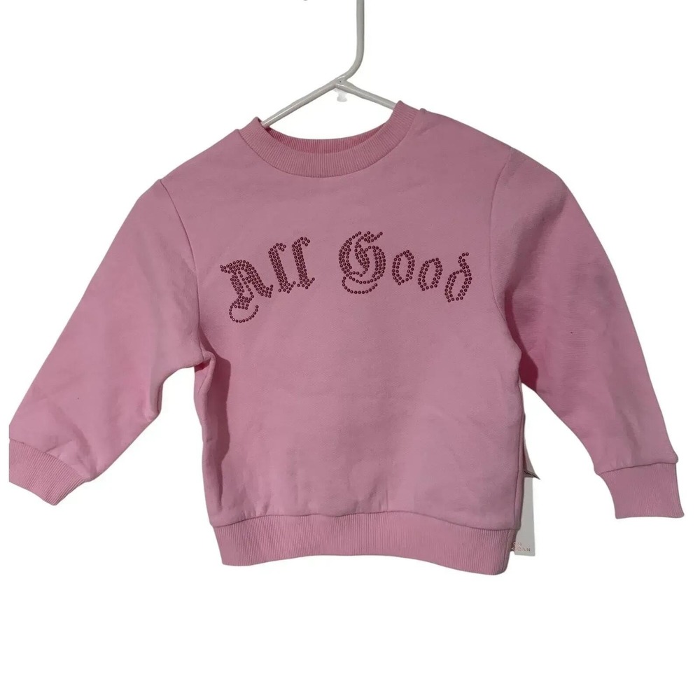 Good American NWT Kids All Good Studded Fleece Sweatshirt -‎ Size 2T - MSRP $49